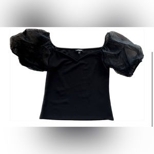 Express poofy organza sleeves sweetheart neck top